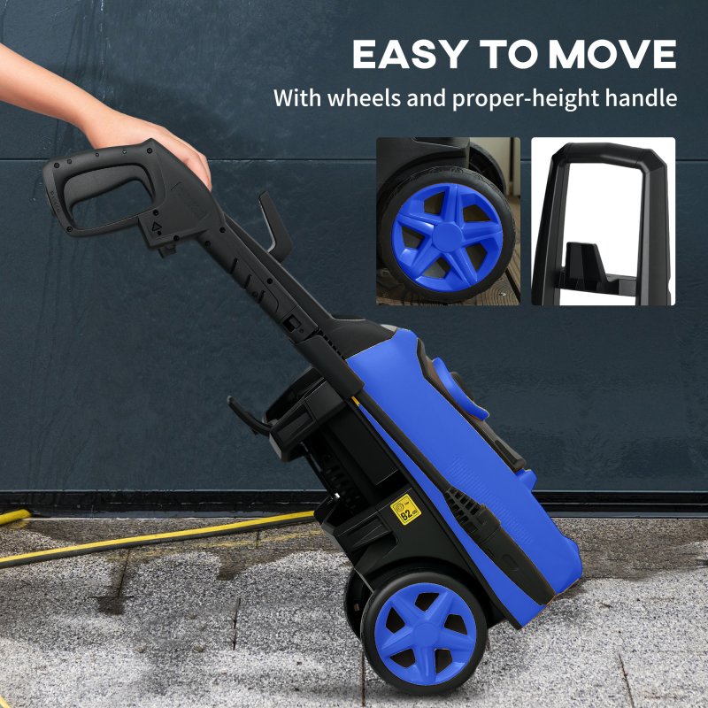 DURHAND 1800W High Pressure Washer, 150 Bar Pressure, 510 L/h Flow, High-Performance Portable Power Washer Jet Wash Cleaner with 6M Hose and Hose Reel for Garden, Car, Furniture, Blue