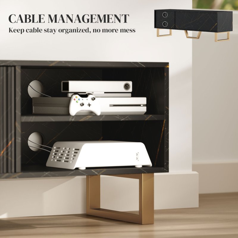 HOMCOM Marble Effect TV Unit, TV Stand Cabinet for up to 70