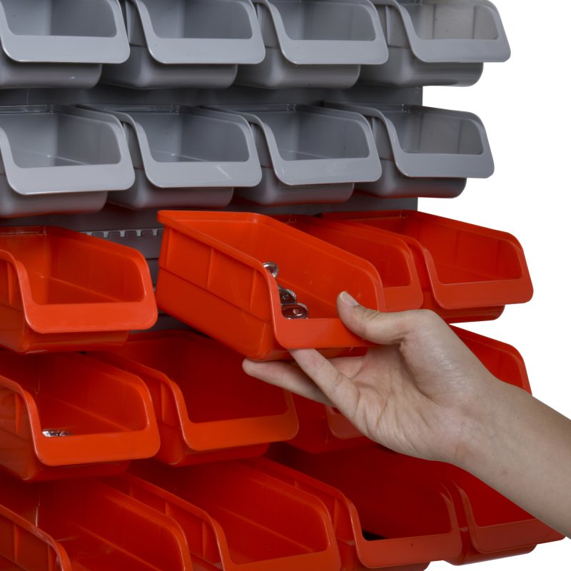 DURHAND 44 Pcs On-Wall Garage DIY Storage Unit with 28 Cubes 10 Hooks 2 Boards Screws Organisation Pegboard Tool Equipment Red