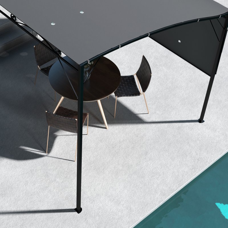Outsunny 3 x 2.5m Patio Metal Gazebo Door Window Awning Wall Mount Canopy Outdoor Sunshade with Extended Shelter Charcoal Grey