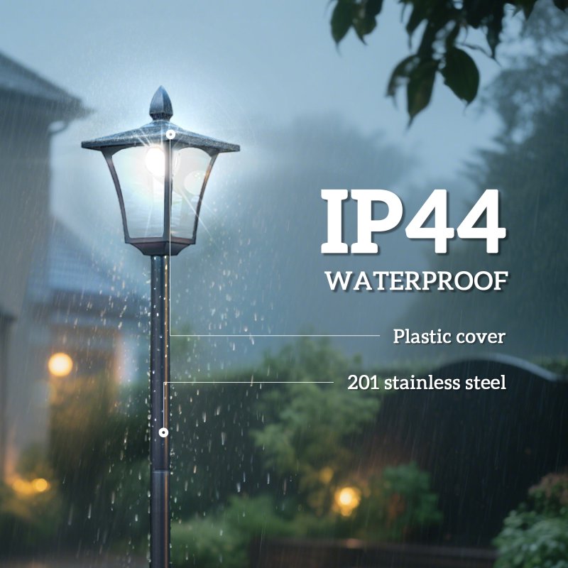 Outsunny Outdoor Garden Solar Post Lamp Sensor Dimmable LED Lantern Bollard Pathway 1.6M Tall - Black