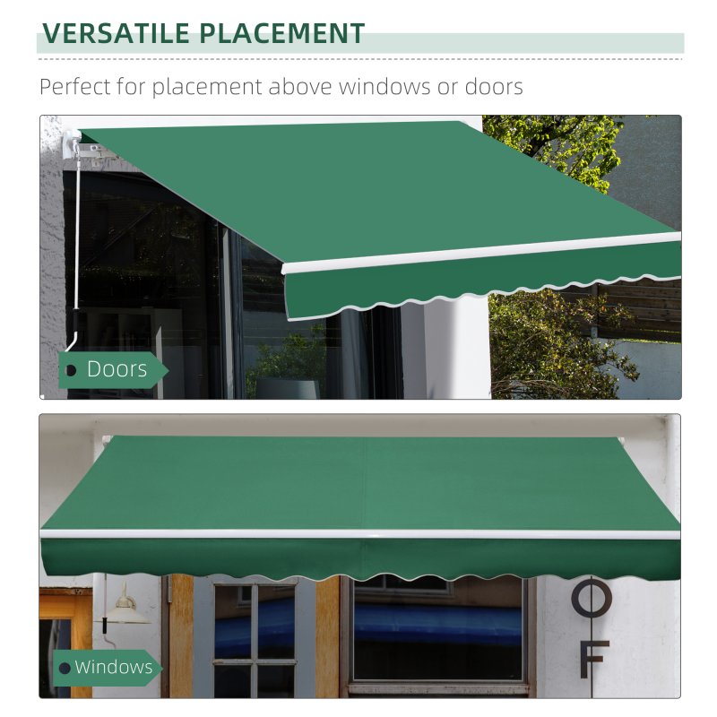 Outsunny 4 x 3(m) Garden Patio Manual Awning Canopy Aluminium Sun Shade Shelter Retractable for Backyard