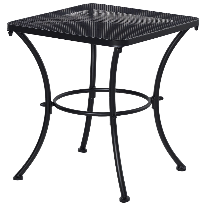 Outsunny 45cm Square Garden Table, Outdoor Metal Bistro Side Desk with Mesh Top, Black