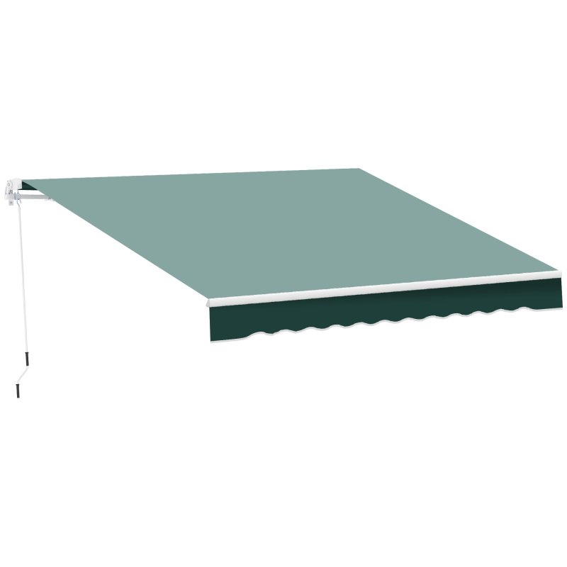 Outsunny 2.5m x 2m Retractable Awning, DIY Garden Awning Canopy, Anti-UV Sun Shade Shelter with Aluminium Frame and Crank Handle, Green