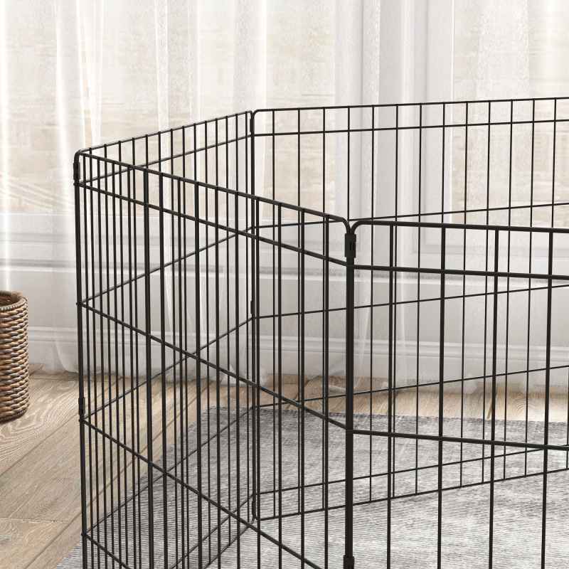PawHut Eight-Panel Dog Playpen Puppy Pen Rabbits, Guinea Metal Crate, Pet Cage, Run Indoor, Outdoor, 61 x 61cm