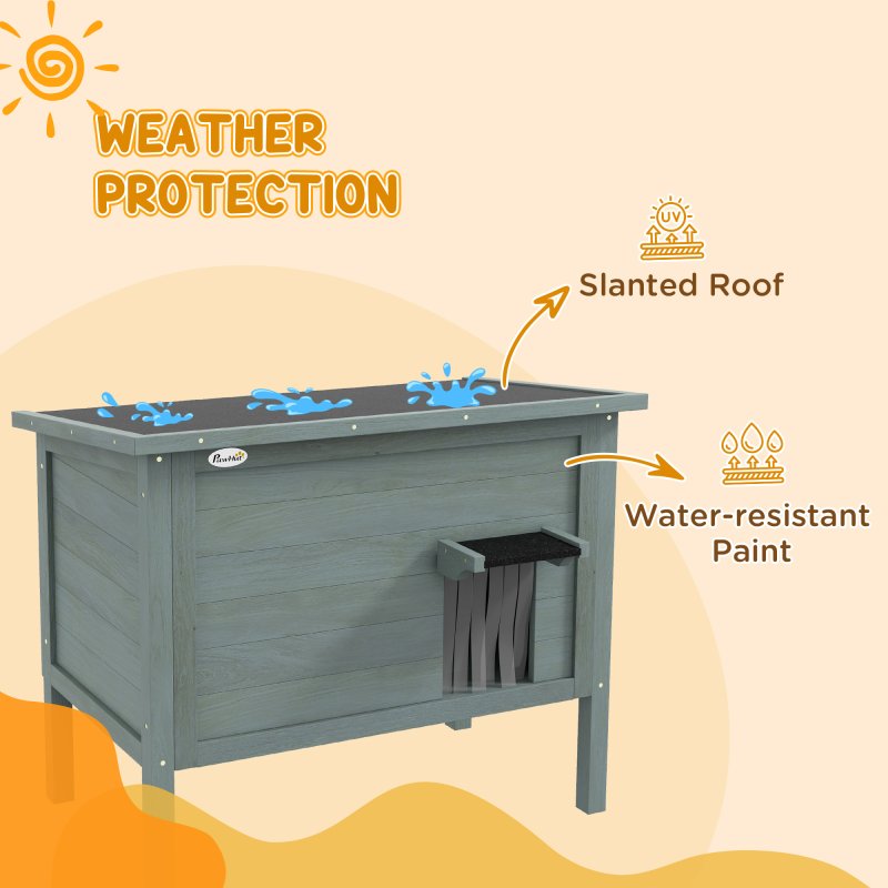 PawHut Outdoor Cat House, Feral Insulate Wooden Kitten House with Removable Floor, Water-Resistant Openable Roof, 85 x 50 x 68.5cm - Charcoal Grey