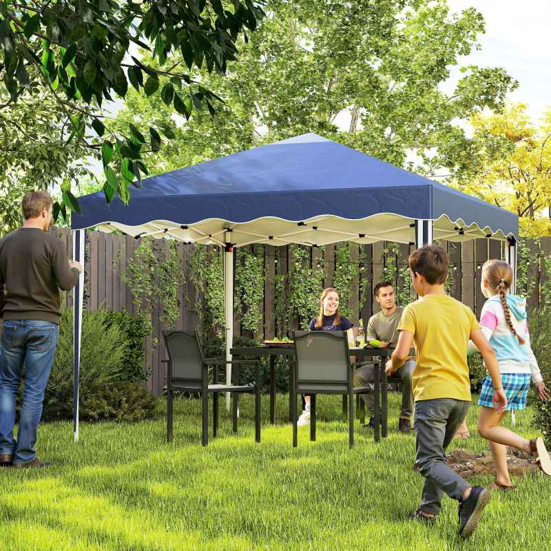 Outsunny 3x3(m) Pop Up Gazebo, Foldable Party Tent with Wave Edge and Carry Bag, Height Adjustable Festival Camping Canopy for Garden Outdoor, Blue