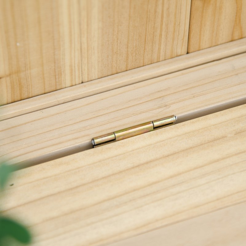 Outsunny Garden Arch Wood Bench Outdoor Storage Box Garden Furniture Chair 115L x 45W x 75Hcm, Natural