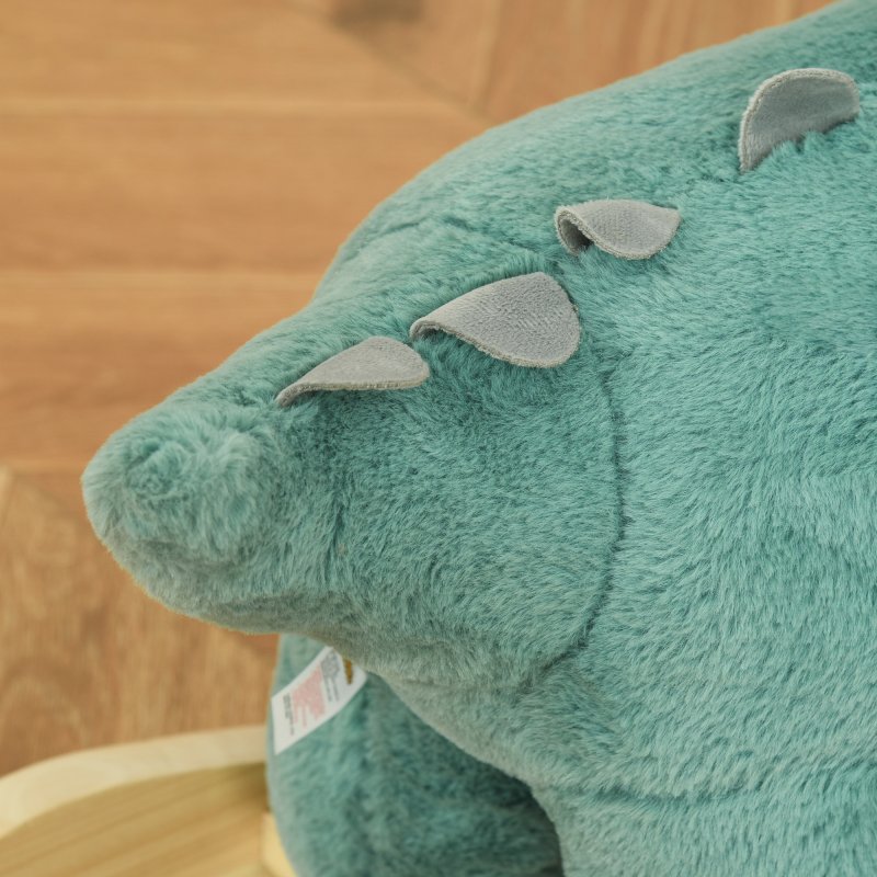 HOMCOM Kids Toddler Rocking Horse Plush Ride On Triceratops Rocker Wooden Base W/ Sound for 3-6 Years Green