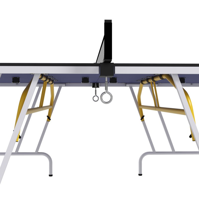 SPORTNOW 9FT Foldable Table Tennis Table, Fold Into Quarters, Indoor Portable Full Size Ping Pong Table with Cover, Net, Paddles, Balls, Blue