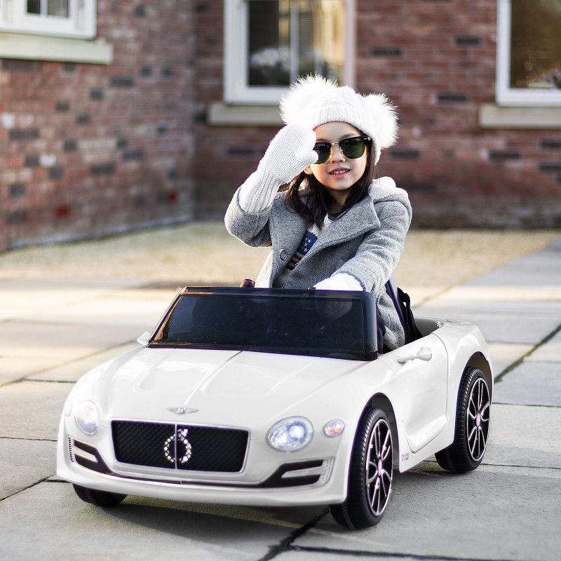 HOMCOM Bentley GT Licensed 12V Electric Car for Kids, Kid's Electric Ride on with Remote Control, Ride on Car with LED Lights, Music, for 3-5 Years, White