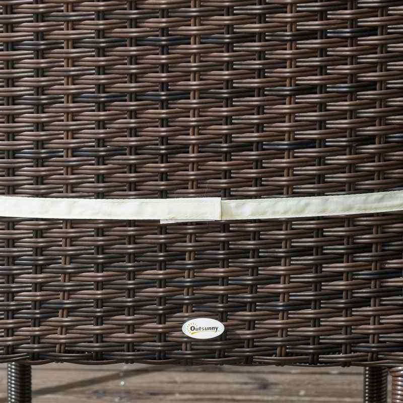 Outsunny 4 Pieces PE Rattan Garden Chairs with Cushion, Patio Wicker Dining Chairs with Backrest for Patio, Deck, Garden, Brown