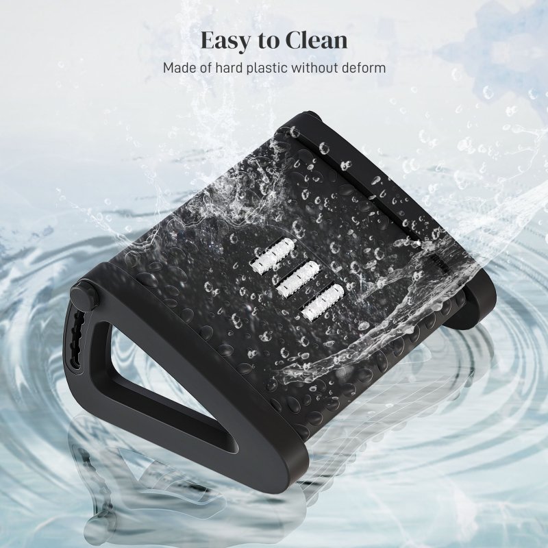 HOMCOM Foot Rest Under Desk, 6 Height Adjustable Footrest with Massage Texture and Rollers, Non-Slip Office Footstool for Under Desk, Black