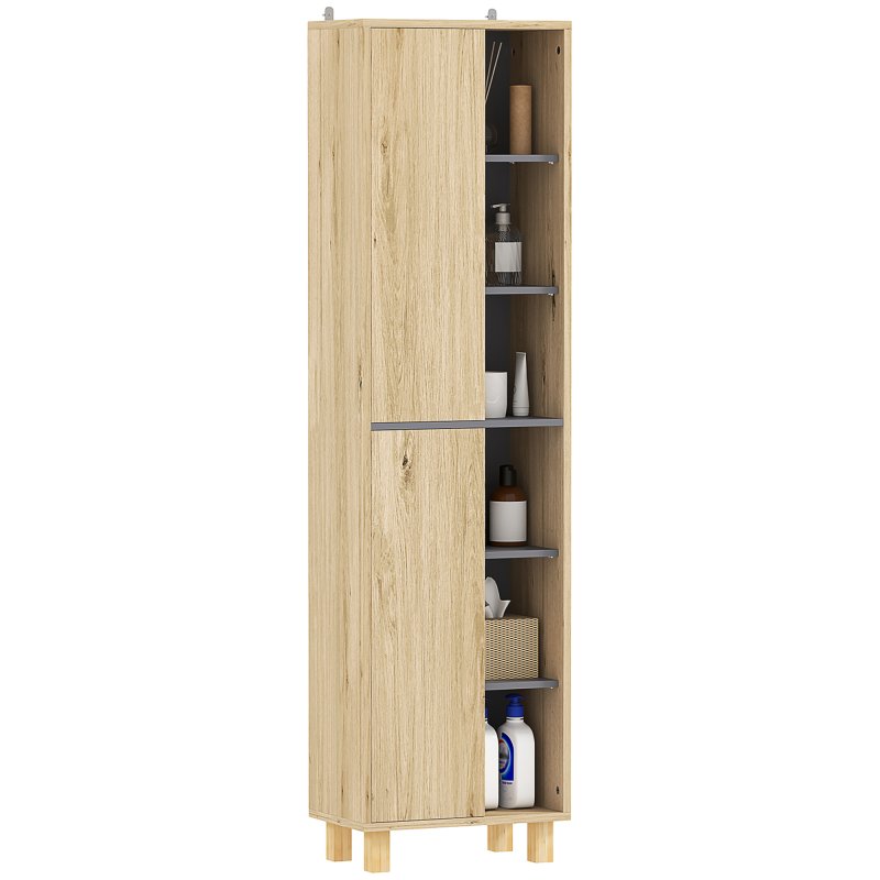 HOMCOM Bathroom Storage Cabinet, Bathroom Storage Unit, Freestanding Bathroom Cabinet with 6 Open Compartments and 6 Shelves