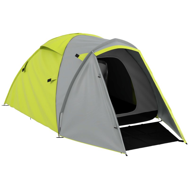 Outsunny 2 Man Camping Tent, Dome Tent with Bedroom and Living Room, 2000mm Waterproof, Portable with Bag, for Fishing Hiking Festival, Yellow