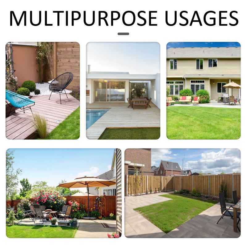 Outsunny 6 Pieces Rattan Garden Furniture Set, 7 Seater Wicker Garden Sofa Set with Glass Top Dining Table, Armchairs and Footstools, Outdoor Furniture with Cushions for Patio, Mixed Brown