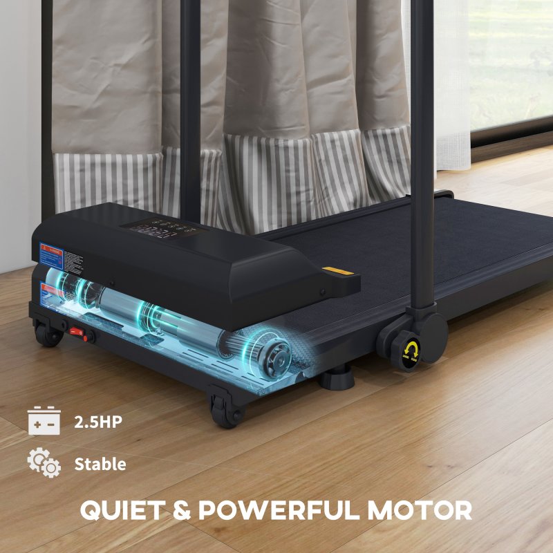HOMCOM Walking Pad Treadmill, 2.5HP Folding Treadmill, Portable Under Desk Treadmill, Running Jogging Walking Machine, 1-10KM/H, with Remote Control and LED Display