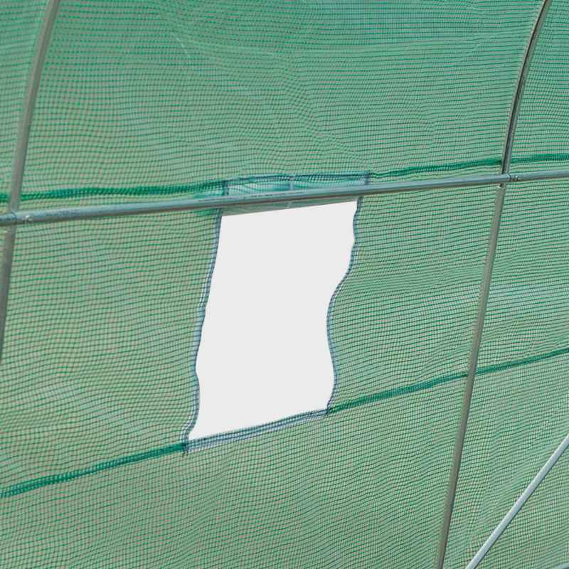 Outsunny 4.5m x 2m Walk-In Polytunnel Greenhouse, with Steel Frame, PE Cover, Roll-Up Door and 6 Windows, Green