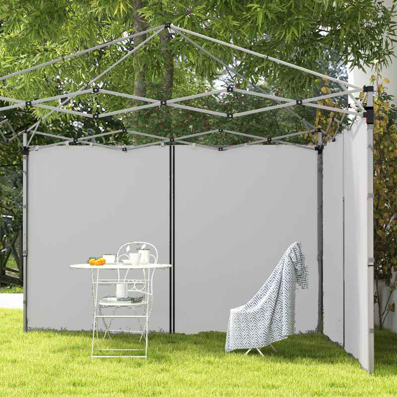 Outsunny Gazebo Side Panels with Zipped Doors, for 3x3 m or 3x6 m Pop Up Gazebo, 2 Pack Sides Replacement, Light Grey