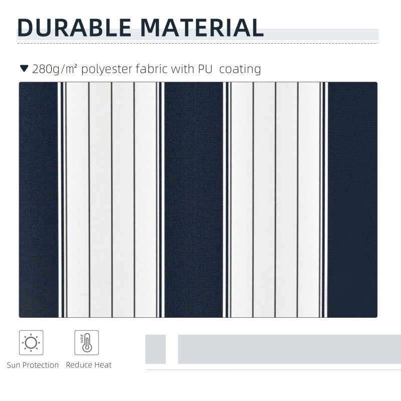 Outsunny 3m x 2.5m Garden Patio Manual Awning Canopy Sun Shade Shelter with Winding Handle Retractable Blue and White
