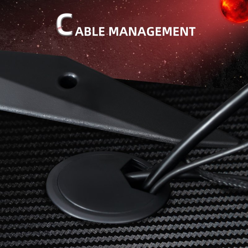 HOMCOM Gaming Desk, Carbon Fibre Covered Computer Desk, Gamer Workstation with Headphone Hook, Cup Holder and Gamepad Storage Rack