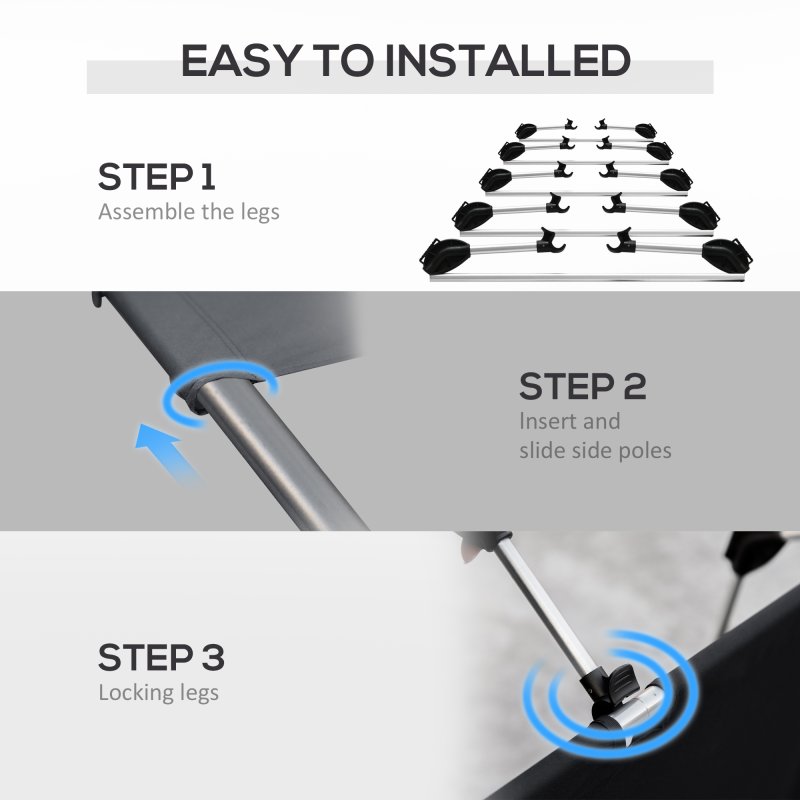 Outsunny Lightweight Camping Bed, Aluminium Portable Camp Cot Sleeping Bed w/ Strong Support 150kg and Carry Bag for Outdoor Overnighter Camping, Hiking, Travel, RV, Black