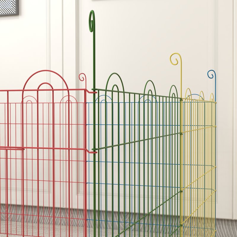 PawHut Dog Playpen Puppy Pen Metal Rabbit Run Pet Crate Fence w/ Door Indoor & Outdoor, 60H x 156cm