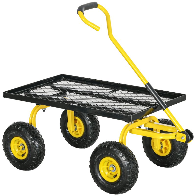 Outsunny Garden Trolley Cart, Heavy Duty Garden Cart with Metal Frame, 10