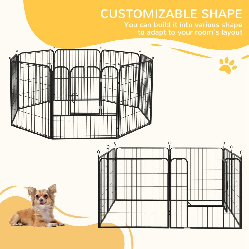 PawHut Dog Pen 8 Panels Puppy Pen Heavy Duty Pet Playpen for Indoor Outdoor for Dogs, Rabbits, Ducks 80cm High