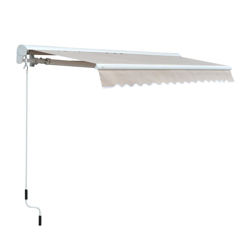 Outsunny 3 x 2.5m Electric Garden Door Awning Half Cassette Outdoor Retractable Canopy Patio Shelter w/ Remote Controller Cream White