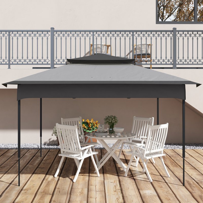 Outsunny Gazebo for 3.25m x 3.25m Frame, 2 Tier Gazebo Cover, UV Protection, Grey