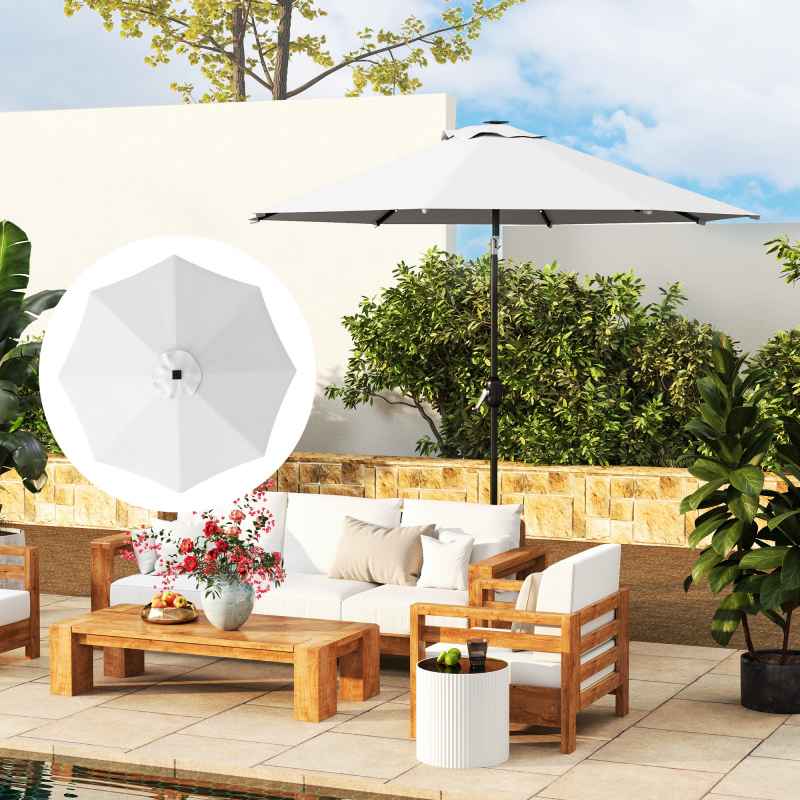 Outsunny 3 m Replacement Parasol Canopy with Top Vent, UPF 50+ Garden Parasol Replacement Canopy, 8 Rib Parasol Cover Replacement Fits Various Frames