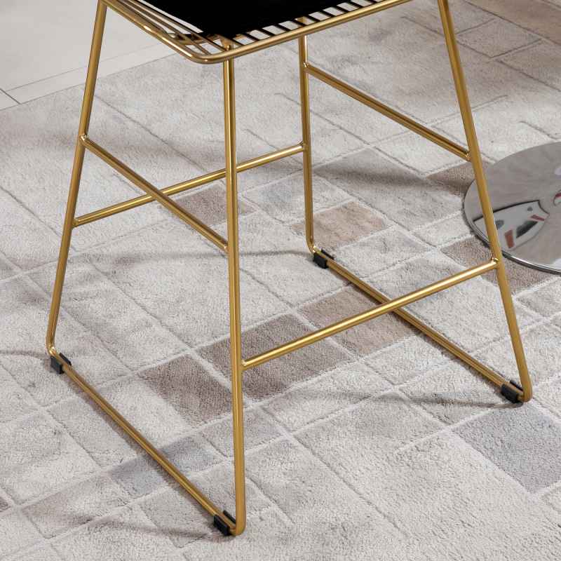 HOMCOM Set of 2 Bar Stools, Modern Counter Height Breakfast Bar Chairs with Wire Metal Frame for Kitchen, Dining Room, Gold