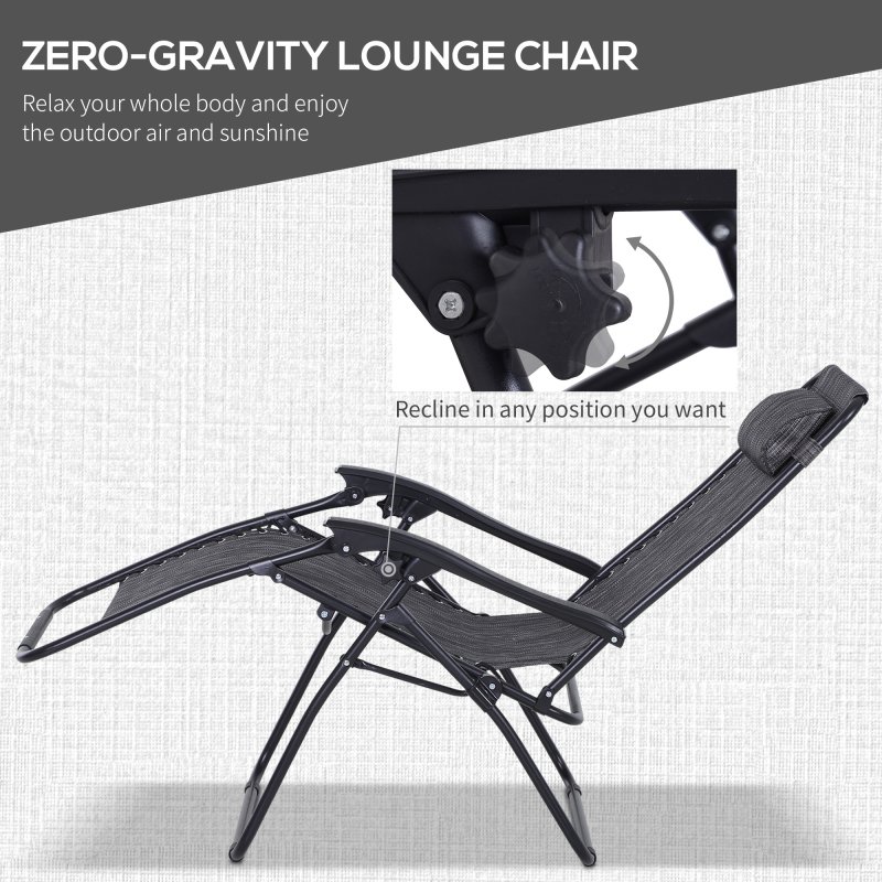 Outsunny Folding Zero Gravity Chairs, 3 Pieces Adjustable Sun Lounger and Table Set with Cup Holder and Headrest, Patio Bistro Set with Reclining Garden Chairs for Outdoor, Light Grey
