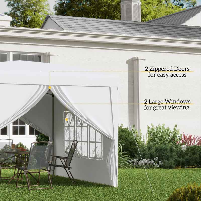 Outsunny 3 x 3(m) Pop Up Gazebo, Water and UV Resistant Party Tent Camping Canopy Marquee with Carry Bag, White