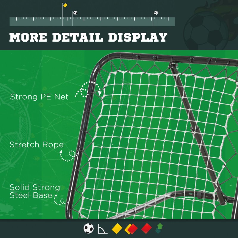 HOMCOM Angle Adjustable Rebounder Net Goal Training Set Suitable For Football, Baseball, Basketball Daily Training Black - 78L x 84W x 65-75H cm