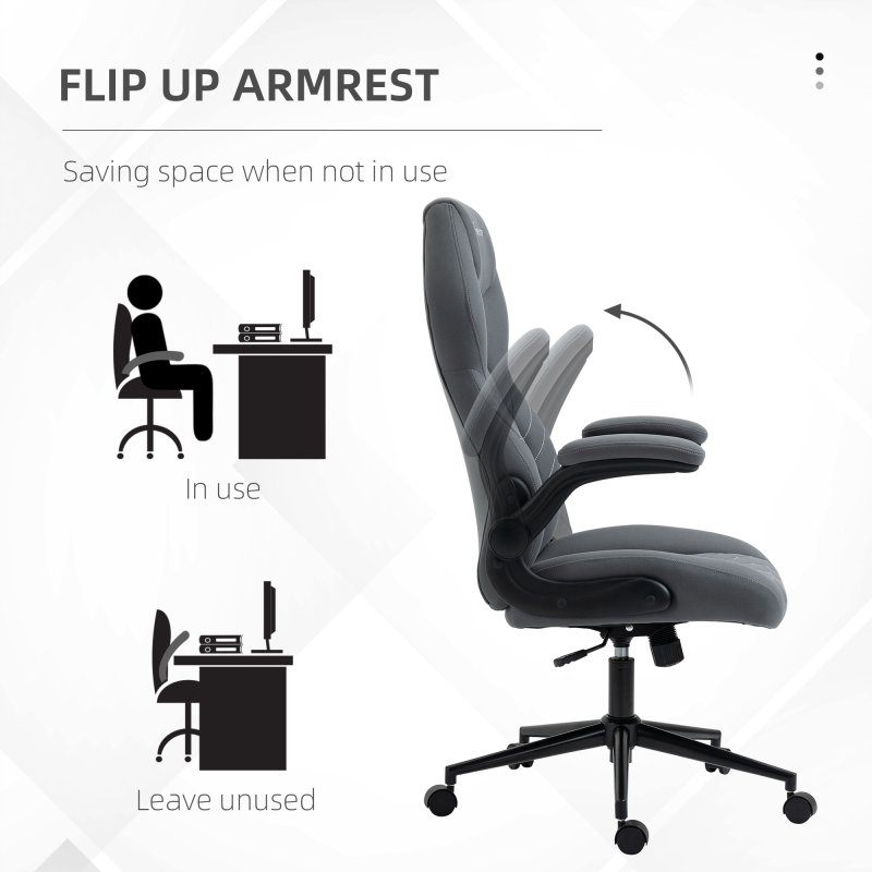 Vinsetto Gaming Chair, Office Desk Chair, Comfy Computer Chair with Adjustable Arms and Rolling Wheels for Home Work Study, Charcooal Grey