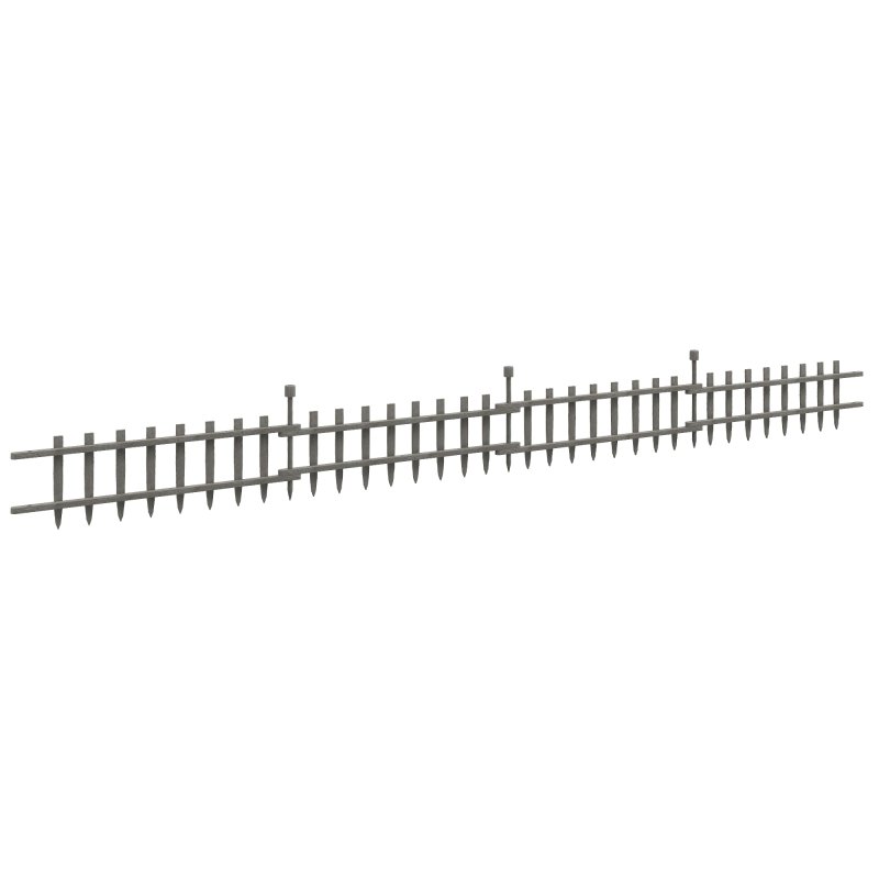 Outsunny Decorative Garden Fencing, 4PCs Outdoor Fence Panels, Wooden Landscape Flower Bed Border Edging, Grey