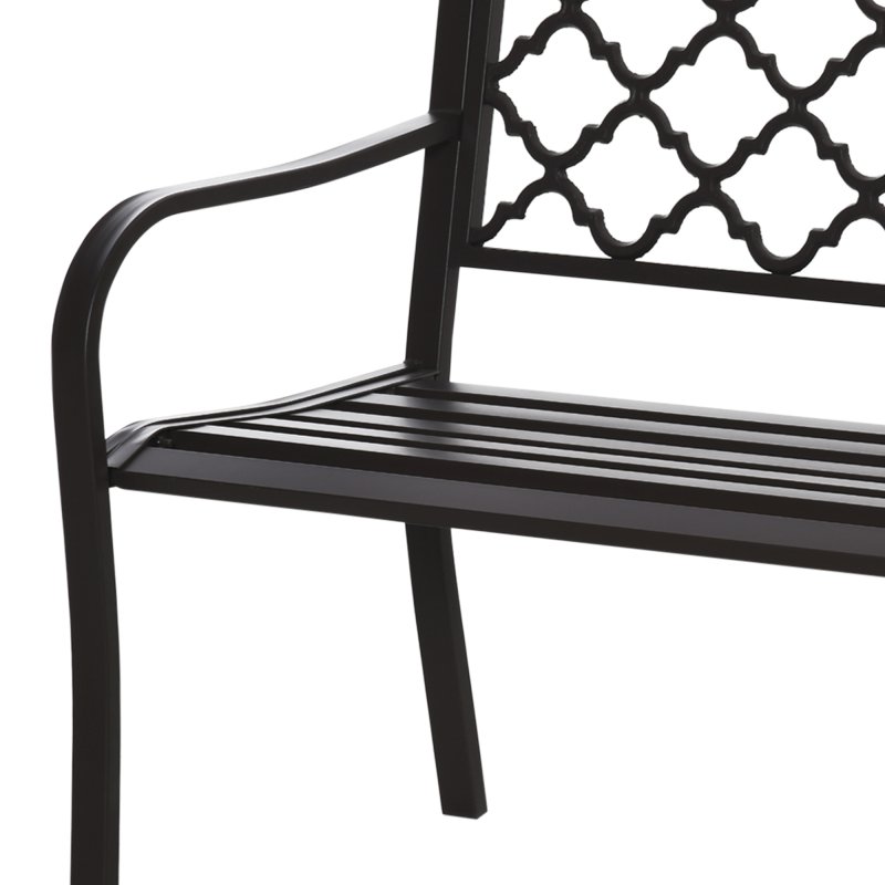 Outsunny Outdoor 2 Seater Garden Bench, Antique Style Cast Iron Loveseat with Armrest, Brown