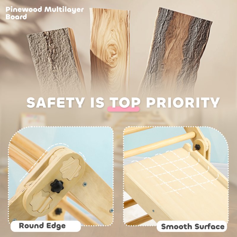 AIYAPLAY 3 in 1 Kids Climbing Set, Foldable Toddler Climbing Toys Indoor with Sliding Ramp, Montessori Climber Set for 2-6 Years Old, Gift for Boys, Girls