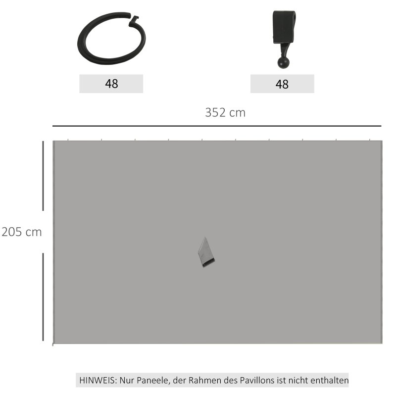 Outsunny 4 Pack Replacement Gazebo Curtains Privacy Panel for Most 3 x 4m Gazebo Canopy Pavillion Outdoor Shelter Sidewalls Accessories Light Grey