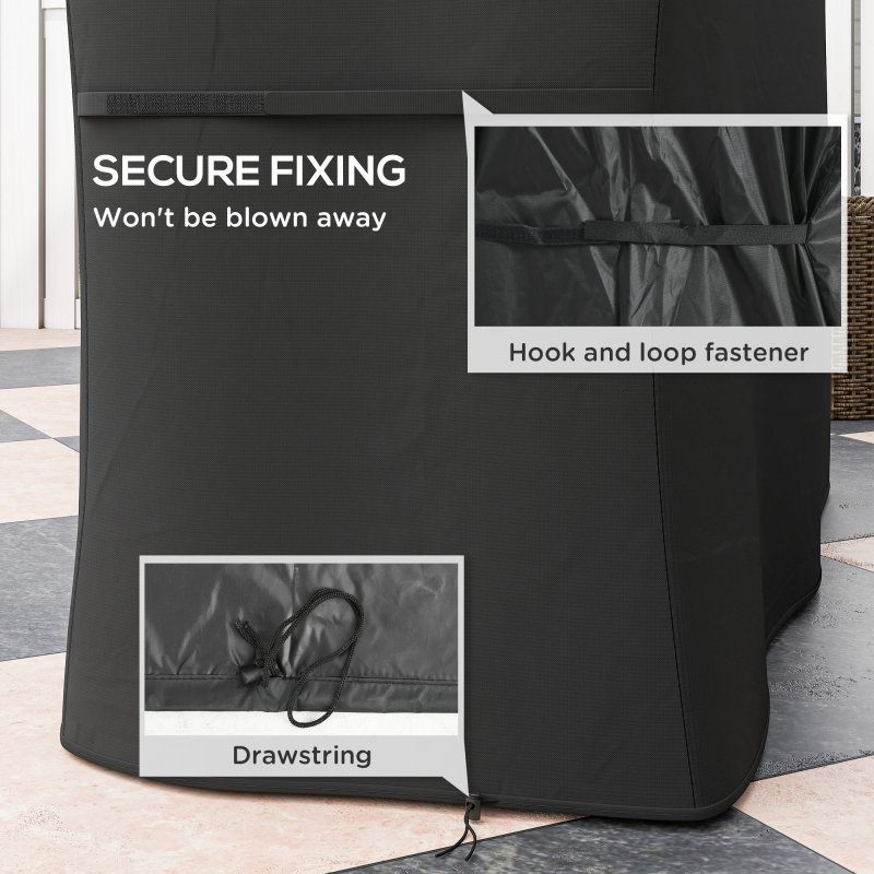 Outsunny BBQ Cover for Rectangular Gas Grill, 420D Oxford Fabric Barbecue Covers, Waterproof UV Protection Rip-Proof, with Windproof Drawstring and Hook and Loop Fasteners, Black, 147 x 61 x 120cm