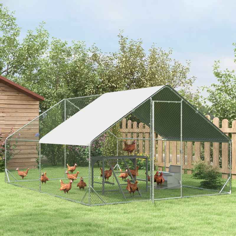 PawHut Chicken Activity Play with Swing Set, Wooden Chicken Coop Accessory with Multiple Chicken Perches & Hen Ladder for 3-4 Chickens, Grey