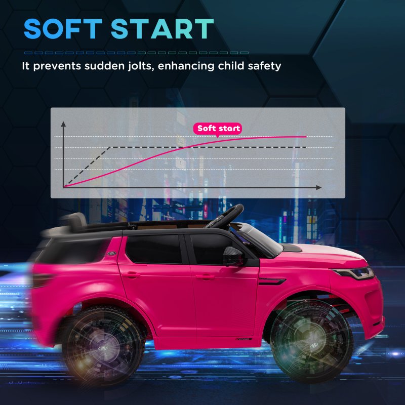 AIYAPLAY Land Rover Discovery Sport Licensed Kids Electric Car, 12V Ride on Car with Remote Control, LED Lights, Music, Horn, for Ages 3-6 Years, Pink