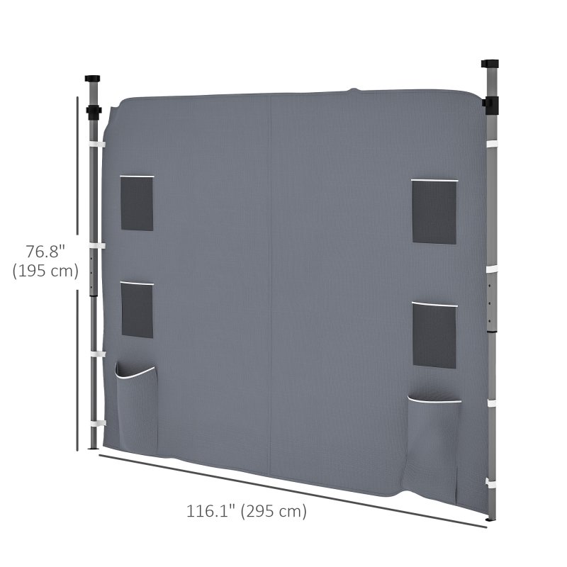 Outsunny Gazebo Side Panel, Canopy Sidewall Panel with 4 Mesh Bags and 2 Storage Pockets for 3 x 3 m Straight Leg Pop Up Gazebos, 1 Pack Sidewall Only, Grey