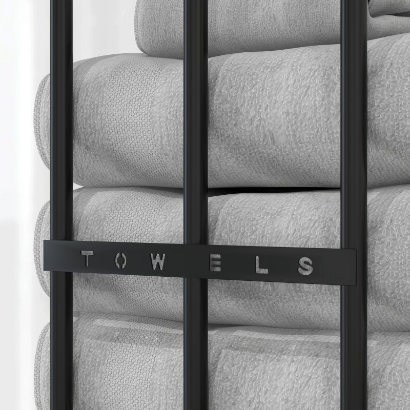 HOMCOM Towel Rack Wall Mounted, Metal Towel Rail Holds Up to 6 Large Size (150 x 100cm) Rolled Towels, 3 Bar Towel Storage for Bathroom, 21 x 12 x 74cm, Black