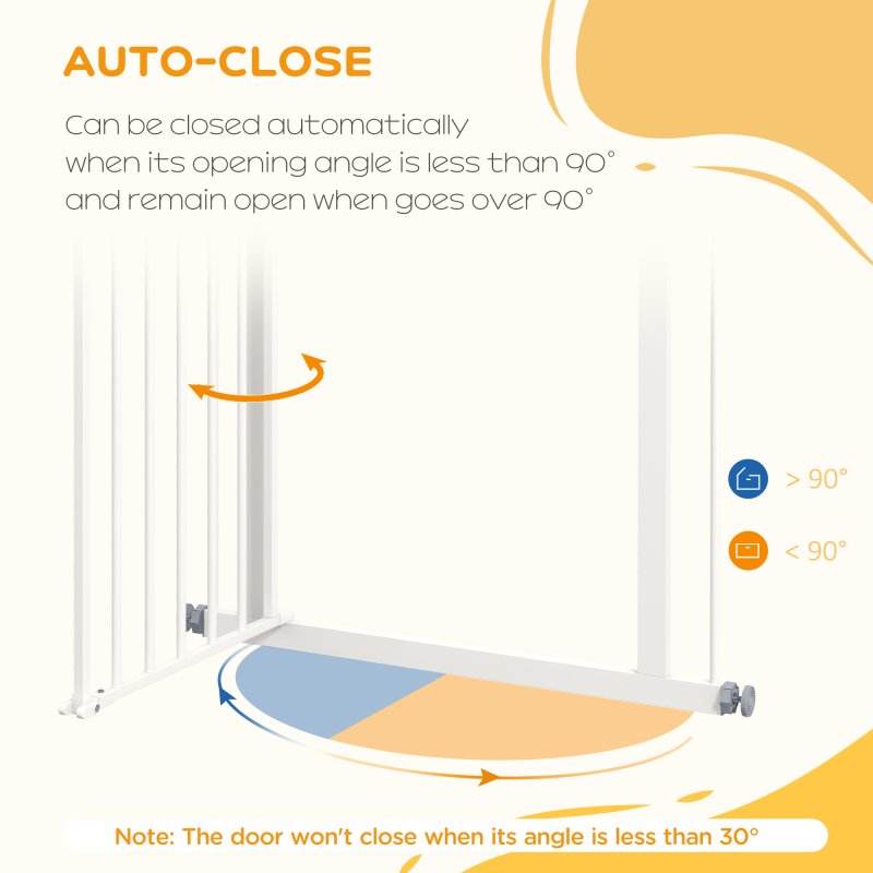 PawHut Dog Gate Stair Gate Pressure Fit Pets Barrier Auto Close for Doorway Hallway, 74-80cm Wide Adjustable, White