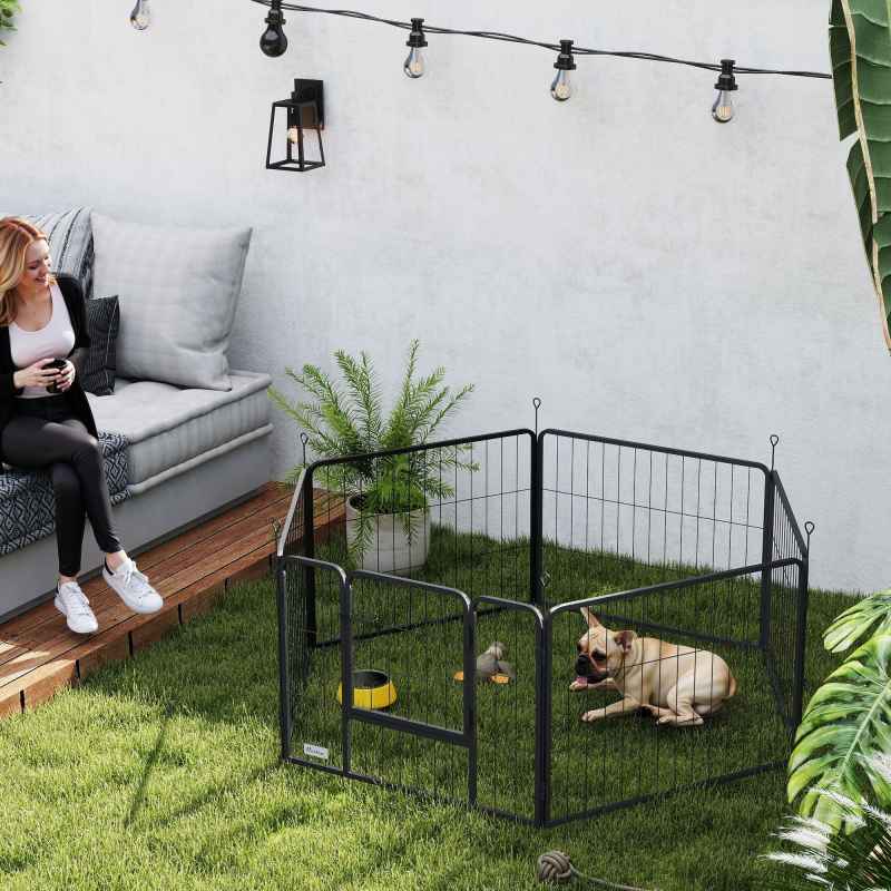 PawHut Dog Pen 6 Panels Puppy Pen Heavy Duty Pet Playpen for Indoor Outdoor for Dogs, Rabbits, Ducks 60cm High