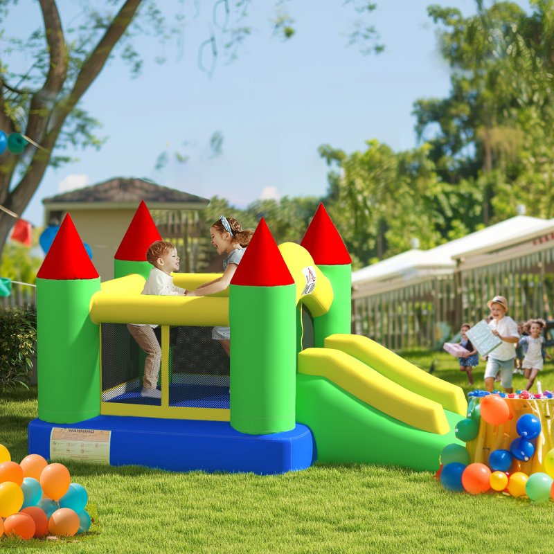 HOMCOM Kids Bouncy Castle Inflatable Bouncer Bounce House and Slide Inflatable Jumper with Blower
