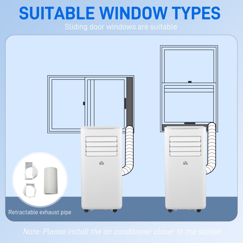 HOMCOM 9000 BTU Portable Air Conditioner, Smart Home WiFi Compatible, 2.6KW 4 in 1 Air Conditioning Unit, Dehumidifier, Fan with Remote, 24H Timer, Window Venting Kit, 20m², R290, A Energy Efficiency